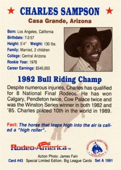 1991 Rodeo America Set A #43 Charles Sampson Back